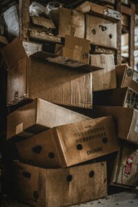 Junk Cardboard In A Lose Stack Waiting To Be Picked Up and Recycled