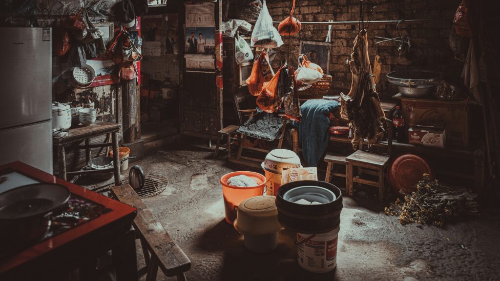 Junk all over the inside of a house